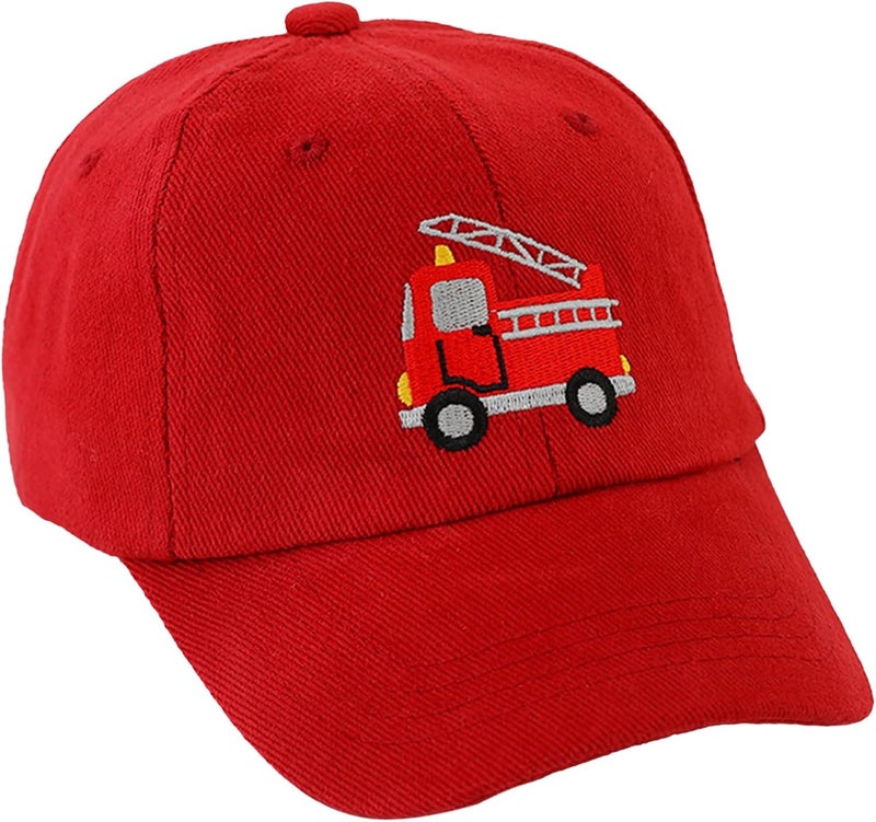 ACTLATI Embroidered Fire Truck Baseball Caps for Toddler Boys Girls Funny Cotton Hat Adjustable Dad Summer Sun Hat 3-8 Years - Image 1